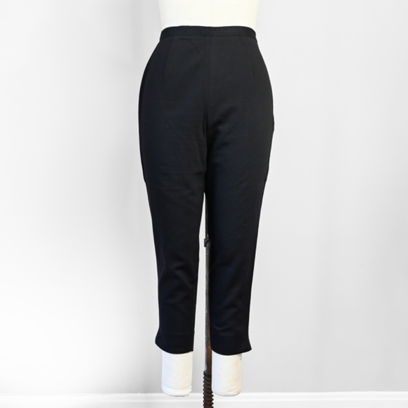 100% Cotton retro cigarette pants - high waist black 50s style capris - Picture 2 of 16